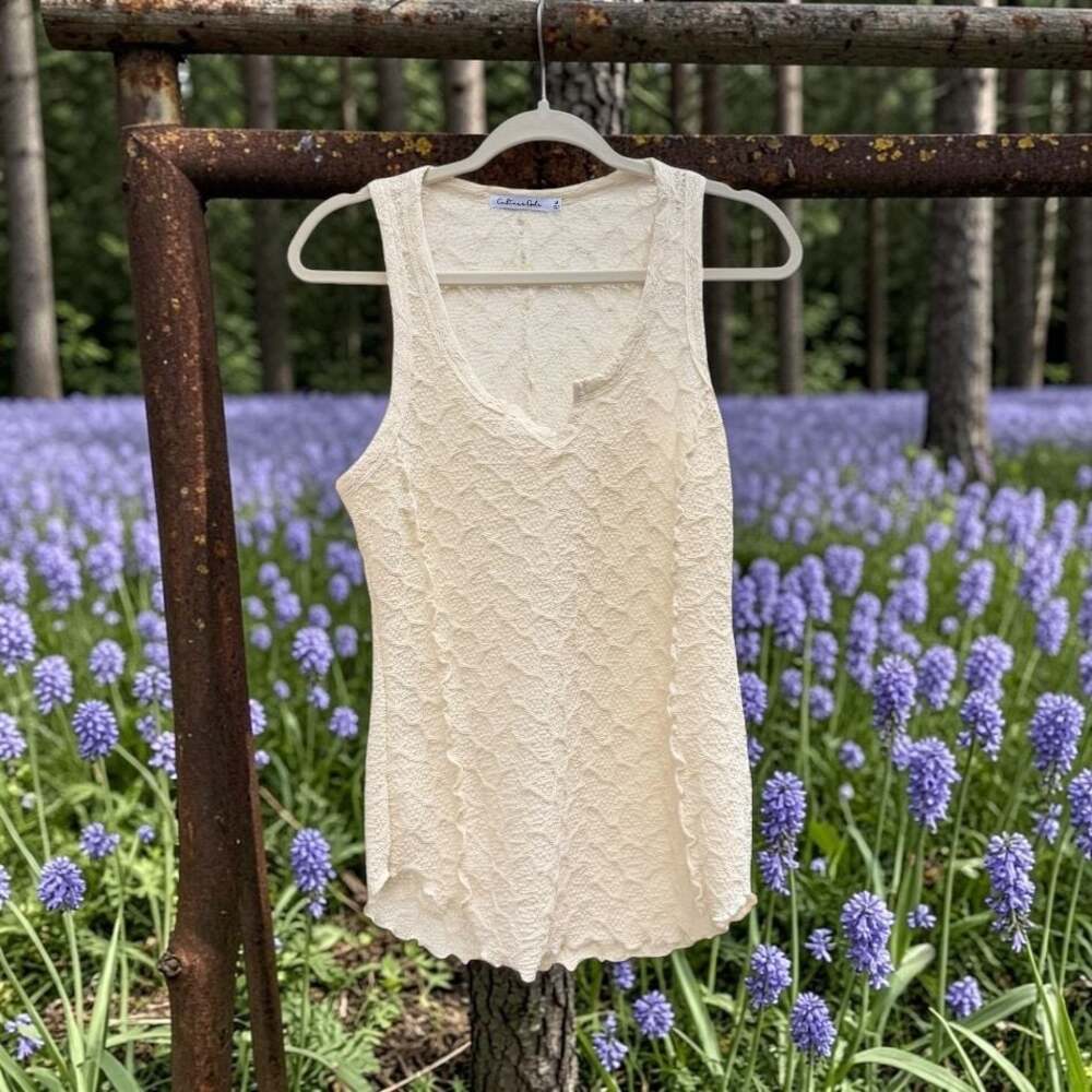 Culture Code Sleeveless Textured Lettuce-Edge Tank Top